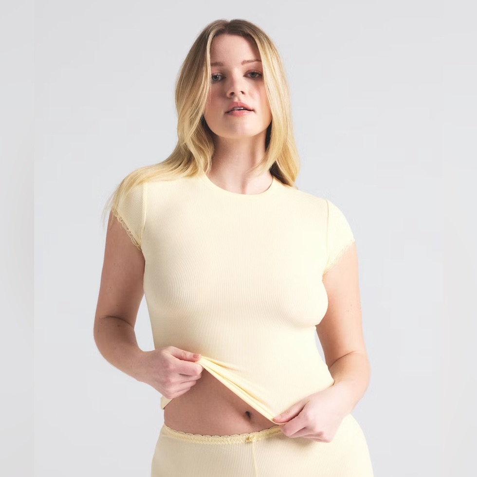 Nwt Skims Soft Lounge Butter Yellow Top Size Xs